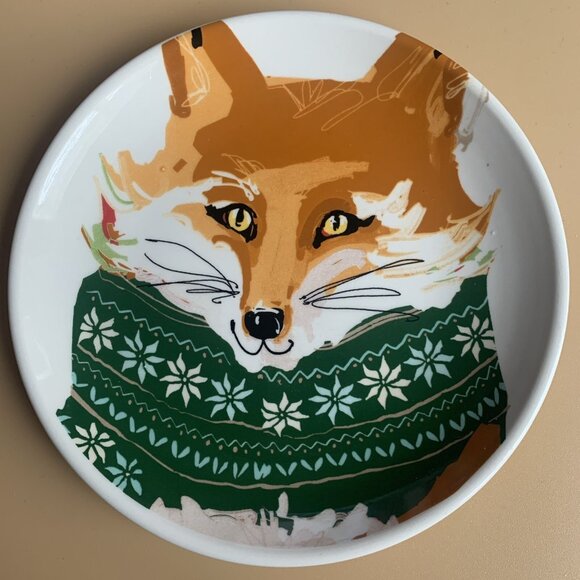 Magenta Woodland Critters Christmas Snack Plates Moose Fox 6” - Picture 4 of 6